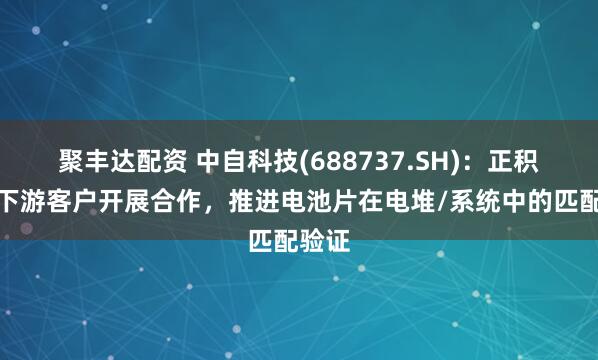 聚丰达配资 中自科技(688737.SH)：正积极与下游客户开展合作，推进电池片在电堆/系统中的匹配验证